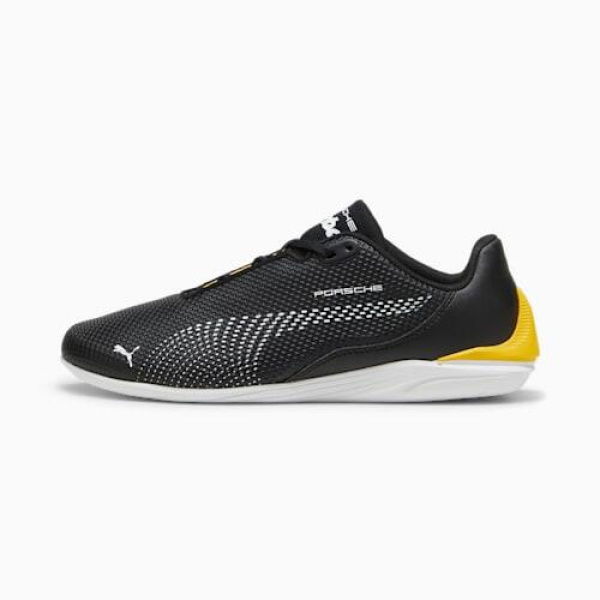 Porsche Legacy Drift Cat Decima Unisex Driving Shoes in Black/Sport Yellow, Size 7, Textile by PUMA Shoes