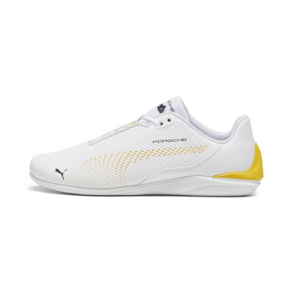 Porsche Legacy Drift Cat Decima Unisex Driving Shoes in White/Sport Yellow, Size 11, Textile by PUMA Shoes