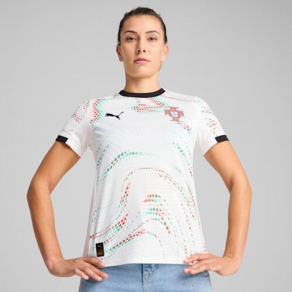 Portugal 2025 Away Women's Jersey Shirt in White/Black, Size Small, Polyester by PUMA