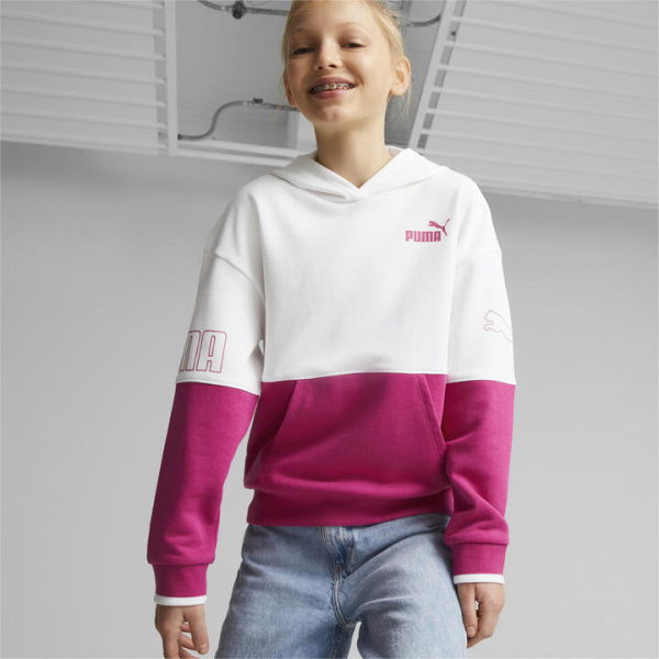 Power Colour Block Girls' Hoodie in Orchid Shadow, Size 5, Cotton by PUMA