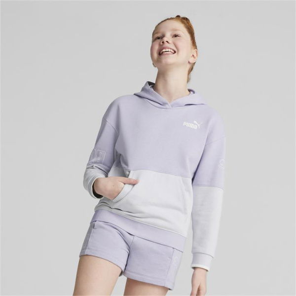 Power Colour Block Girls' Hoodie in Vivid Violet, Size 4T, Cotton/Polyester by PUMA