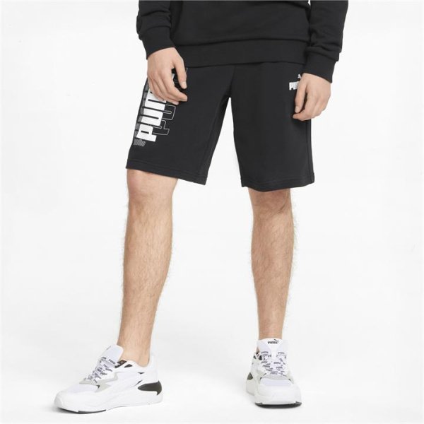 Power Logo Men's Shorts in Black, Size Medium, Cotton/Polyester by PUMA