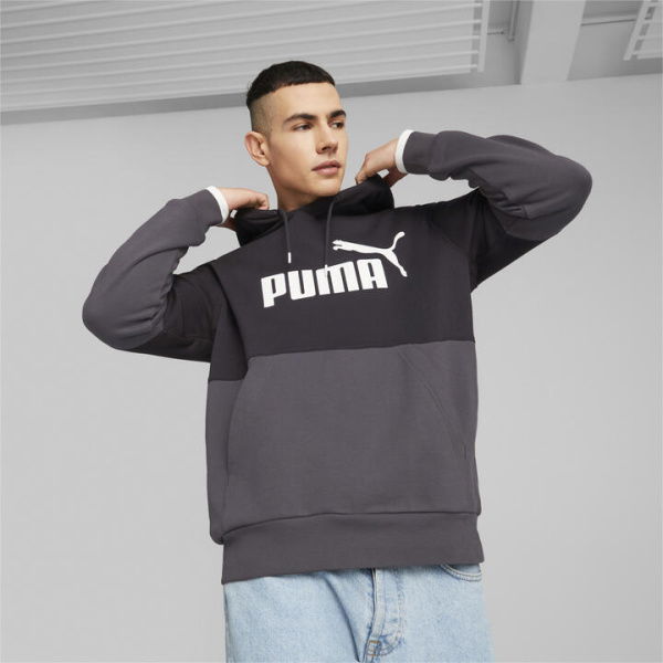 POWER Men's Colourblock Hoodie in Black, Size Medium, Cotton by PUMA