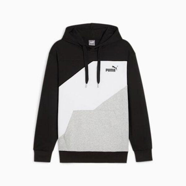 POWER Men's Colourblock Hoodie in Black, Size Small, Cotton/Polyester by PUMA