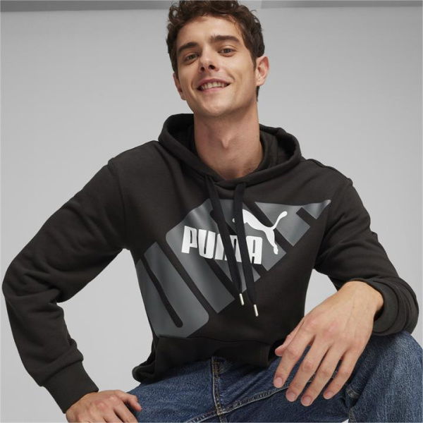 POWER Men's Graphic Hoodie in Black, Size Large, Cotton by PUMA