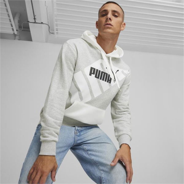 POWER Men's Graphic Hoodie in Light Gray Heather, Size 2XL, Cotton by PUMA