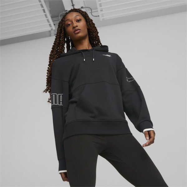 POWER Women's Colourblock Hoodie in Black, Size 2XL by PUMA