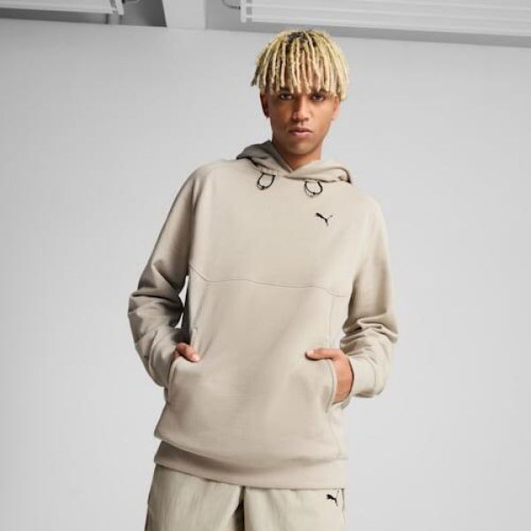 PUMATECH DELTAKNIT Men's Relaxed Hoodie in Desert Dust, Size Medium