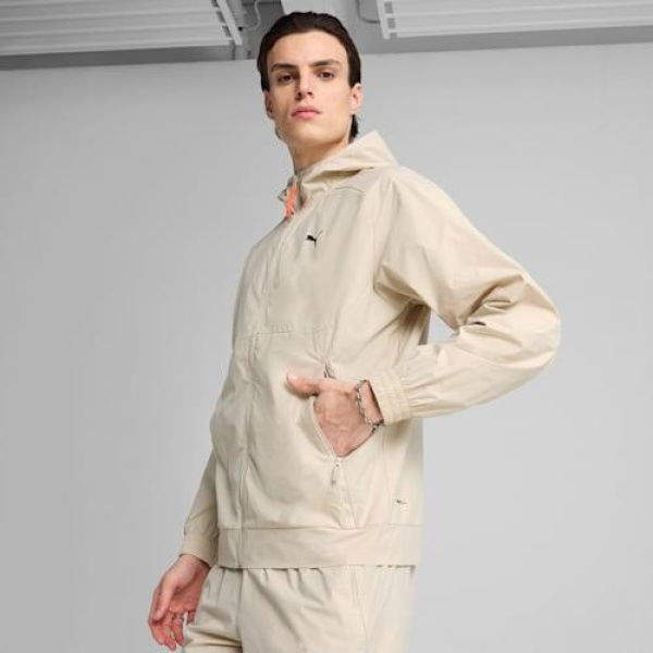 PUMATECH Men's Relaxed Track Jacket in Desert Dust, Size Small, Polyester/Elastomultiester