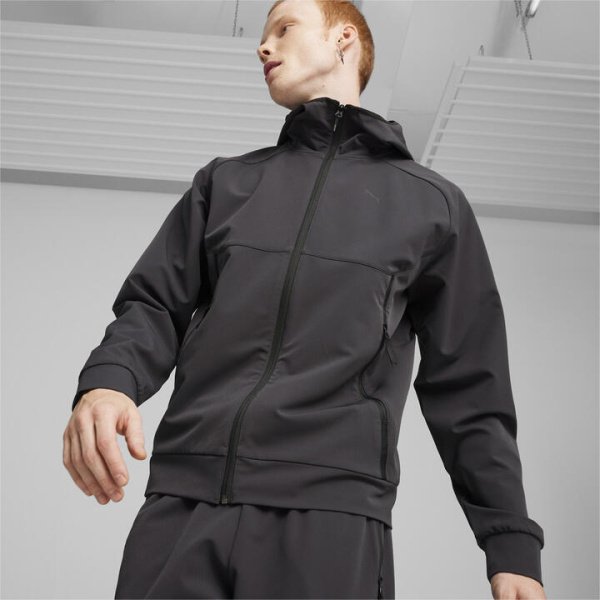 PUMATECH Men's Track Jacket in Black, Size Large, Polyester/Elastane