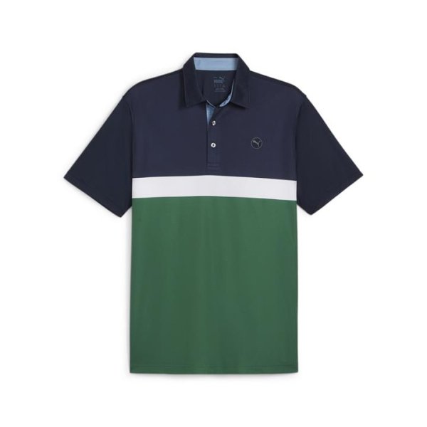 Pure Colourblock Men's Golf Polo Top in Vine/Deep Navy, Size Large, Polyester by PUMA
