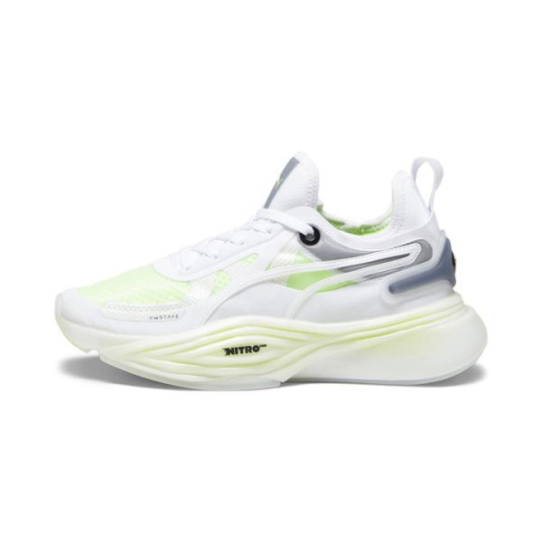 PWR NITRO SQD Women's Training Shoes in White/Speed Green, Size 5.5, Synthetic by PUMA Shoes