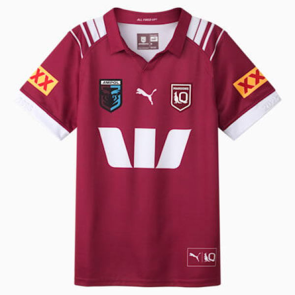 QLD Maroons 2025 Men's Replica Home Jersey Shirt in Burgundy/White/Qrl Maroon Home, Size Small by PUMA