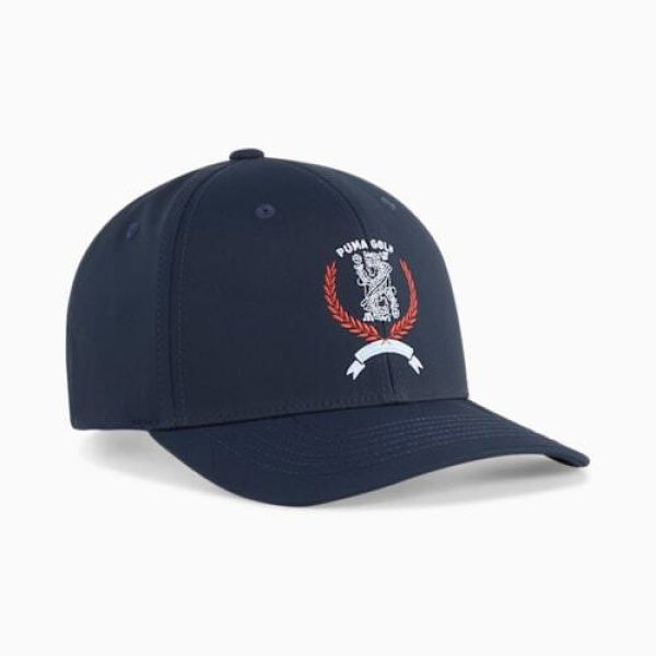 Queen City Golf Cap in Deep Navy/Red Fire, Polyester/Elastane by PUMA
