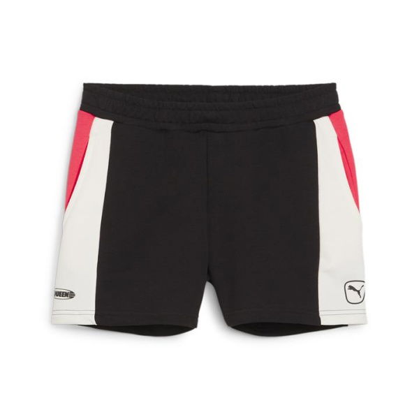 Queen Women's Football Shorts in Electric Blush/Warm White/Black, Size XS, Cotton/Polyester by PUMA