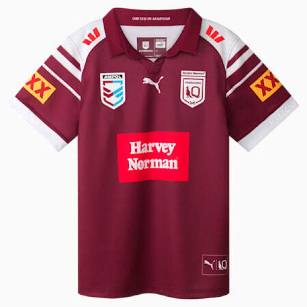 Queensland 2025 Men's Replica WSOO Home Jersey Shirt in Burgundy/White/Qrl Wsoo, Size Medium by PUMA