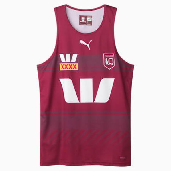 Queensland 2025 Men's Training Singlet in Burgundy/White/Qrl, Size Small by PUMA