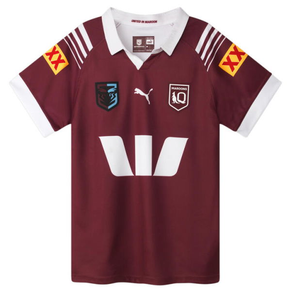 Queensland Maroons 2024 Menâ€™s Replica Jersey Shirt in Burgundy/White/Qrl Maroon Home, Size 2XL by PUMA