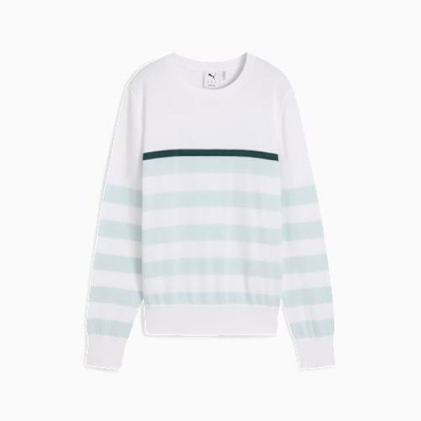 Resort Stripe Women's Sweater in Sea Glass/White Glow, Size XS, Cotton/Polyester by PUMA