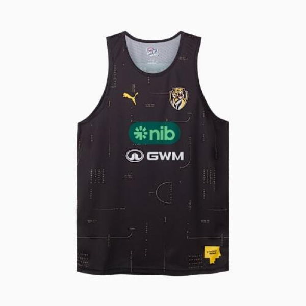 Richmond FC 2026 Men's Training Singlet in Black/Vibrant Yellow/Rfc, Size Medium by PUMA