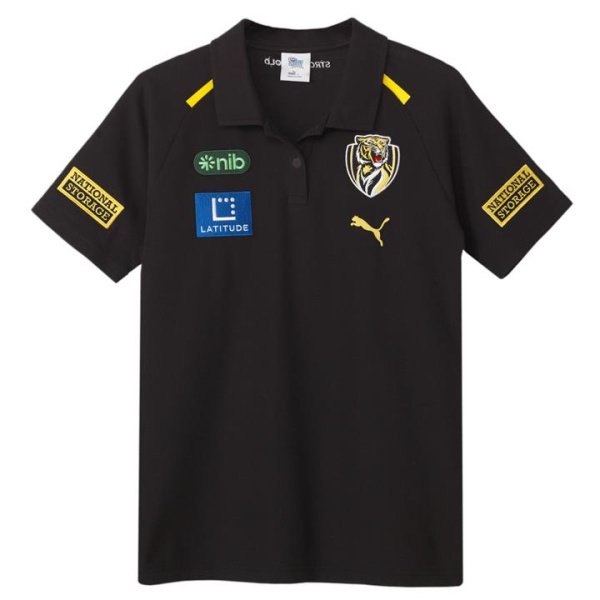 Richmond Football Club 2024 Menâ€™s Team Polo Top in Black/Vibrant Yellow/Rfc, Size Large, Cotton/Polyester by PUMA