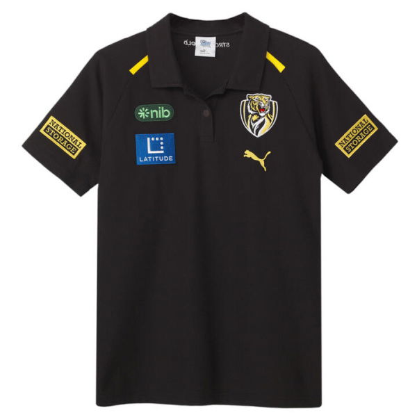 Richmond Football Club 2024 Menâ€™s Team Polo Top in Black/Vibrant Yellow/Rfc, Size Medium, Cotton/Polyester by PUMA