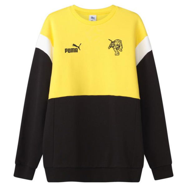 Richmond Football Club 2024 Unisex Heritage Crew Top in Vibrant Yellow/Black/Rfc, Size Large, Cotton/Polyester by PUMA