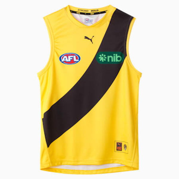 Richmond Football Club 2025 Men's Replica Away Guernsey in Black/Vibrant Yellow/Rfc Away, Size Large by PUMA