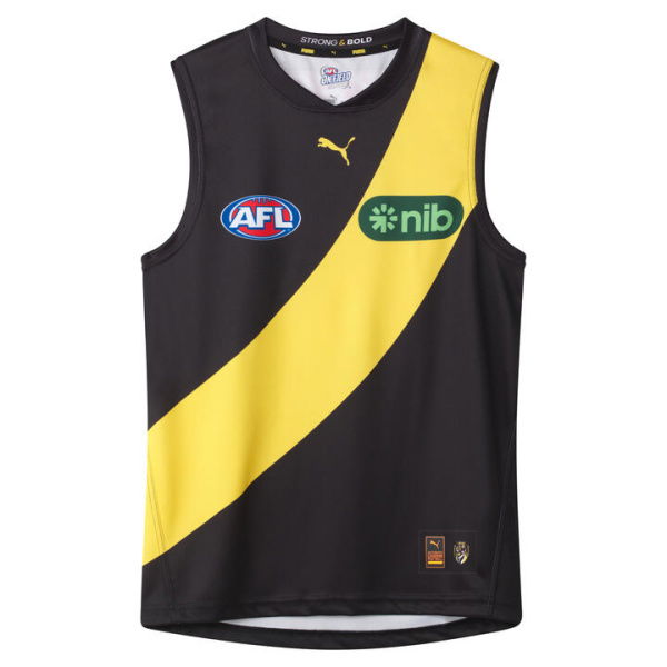 Richmond Football Club 2025 Men's Replica Home Guernsey in Black/Vibrant Yellow/Rfc Home, Size Medium by PUMA