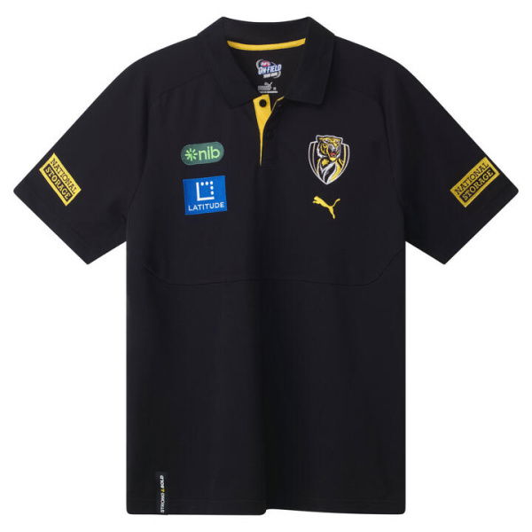 Richmond Football Club 2025 Men's Team Polo Top in Black/Vibrant Yellow/Rfc, Size Large by PUMA