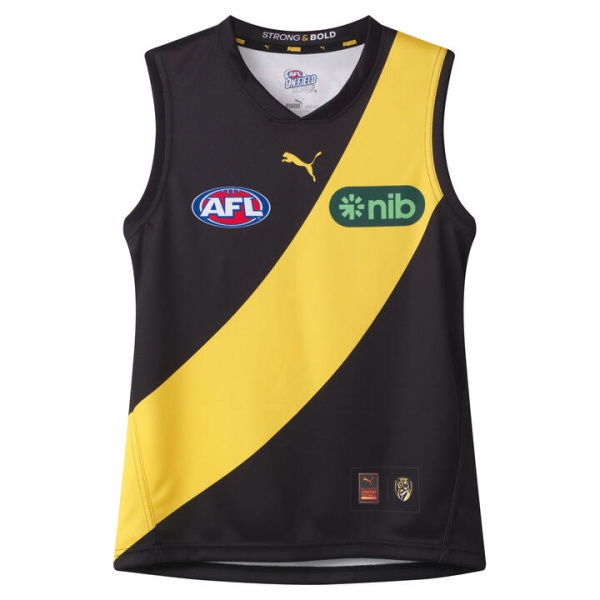 Richmond Football Club 2025 Youth Replica Home Guernsey in Black/Vibrant Yellow/Rfc Home, Size XS by PUMA