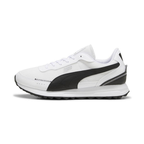 Road Rider Leather Sneakers in White/Black, Size 10.5 by PUMA