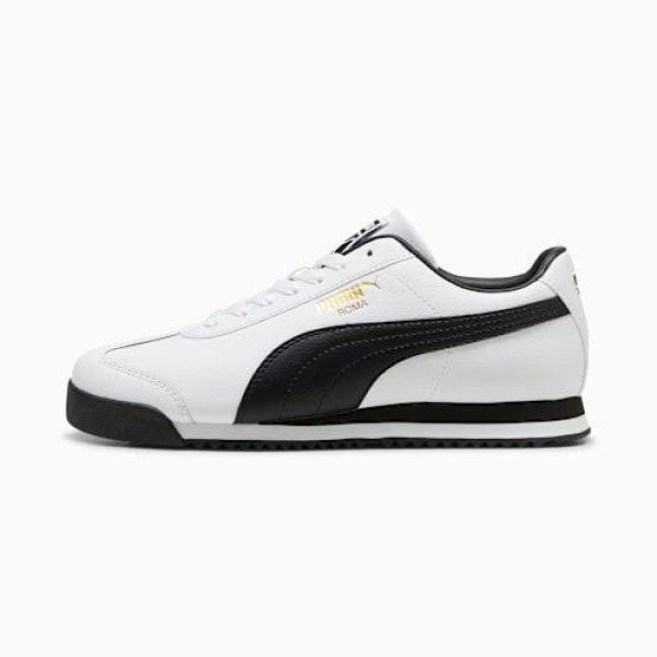 Roma 24 Unisex Sneakers in White/Black/Team Gold, Size 4 by PUMA