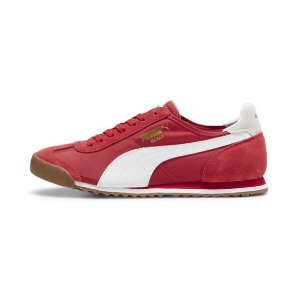 Roma OG Nylon Unisex Sneakers in Club Red/White/Gum, Size 4.5, Textile by PUMA