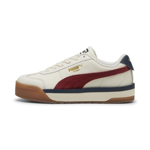 Roma Women's Feminine Vintage Sneakers in Warm White/Intense Red, Size 5.5, Textile by PUMA