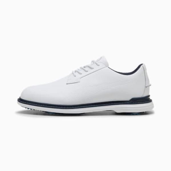 Royale Men's Golf Shoes in White/Deep Navy/Team Light Blue, Size 7.5, Synthetic by PUMA Shoes