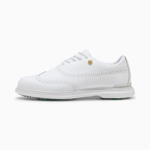 Royale Wingtip Men's Golf Shoes in White/Vapor Gray/Grassy Green, Size 7, Synthetic by PUMA Shoes