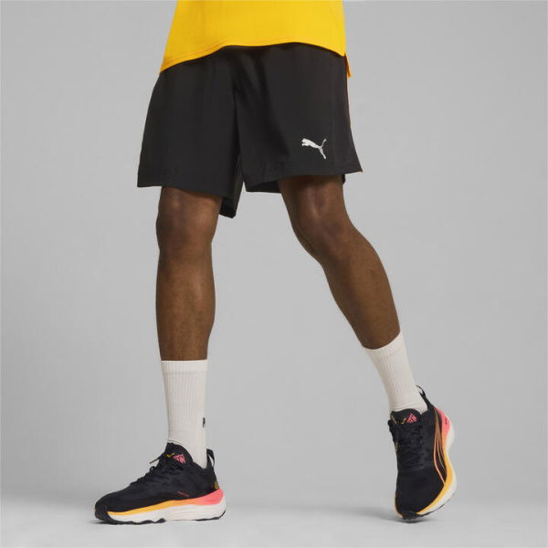 RUN FAV VELOCITY 7 Men's Running Shorts in Black/Sunset Glow, Size Medium, Polyester by PUMA