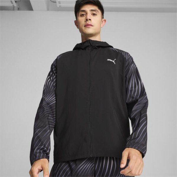 Run Favorite Men's Jacket in Black/Aop, Size Small, Polyester by PUMA