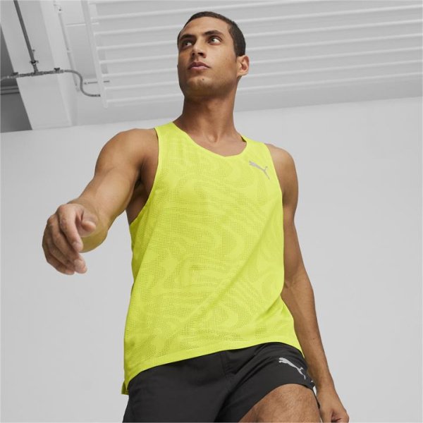 RUN ULTRASPUN Men's Running Singlet in Lime Pow, Size Small, Polyester by PUMA