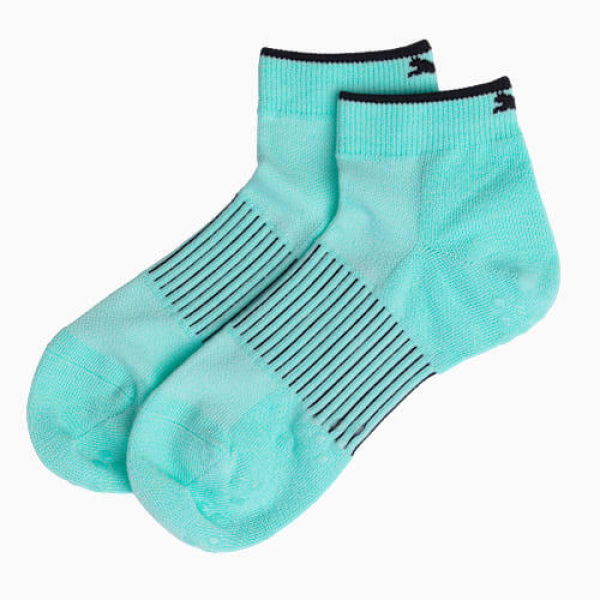 Running Quarter Grip Socks (1 Pair) Unisex in Black/Green, Size 3.5