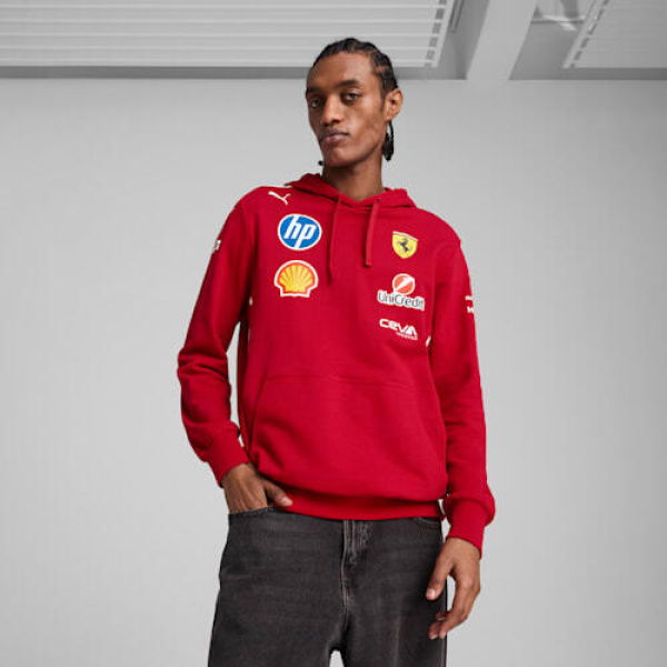 Scuderia Ferrari 2025 Team Men's Hoodie in Dark Cherry, Size Small, Cotton by PUMA