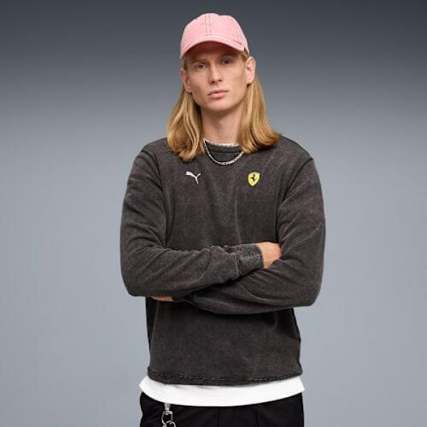 Scuderia Ferrari Men's Graphic Crew Sweatshirt in Black, Size Small, Cotton by PUMA Shoes