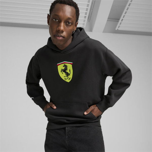 Scuderia Ferrari Race Big Shield Men's Hoodie in Black, Size XL, Cotton by PUMA