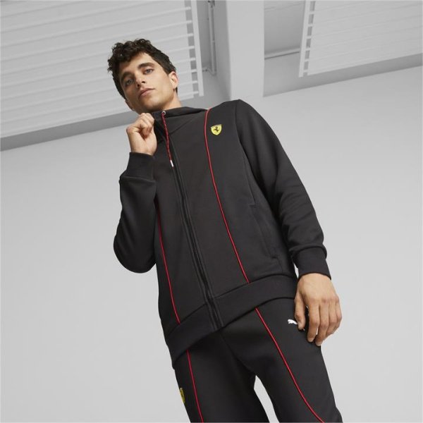 Scuderia Ferrari Race HDD Men's Sweat Jacket in Black, Size Small, Polyester/Cotton by PUMA