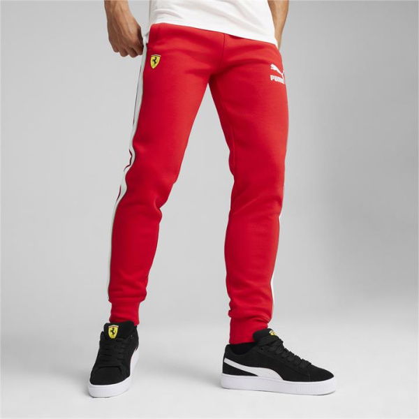 Scuderia Ferrari Race Iconic T7 Men's Motorsport Pants in Rosso Corsa, Size Medium, Polyester/Cotton by PUMA