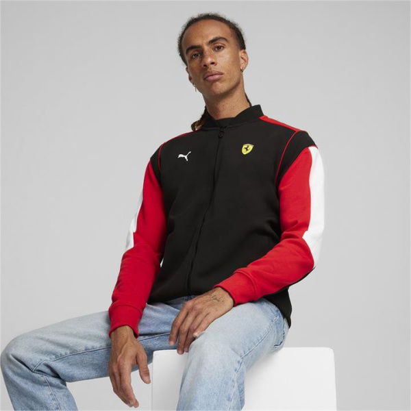 Scuderia Ferrari Race MT7 Men's Motorsport Track Jacket in Black, Size XL, Polyester/Cotton by PUMA