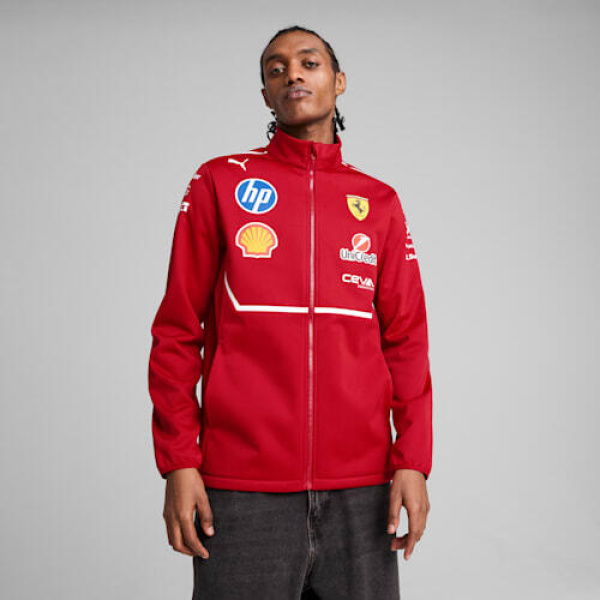 Scuderia Ferrari Team Men's Softshell Jacket in Dark Cherry, Size Medium, Polyester by PUMA