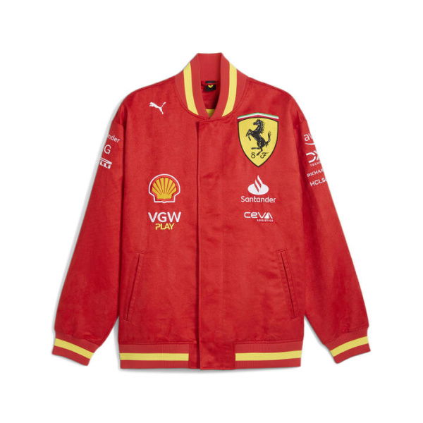 Scuderia Ferrari Team Men's Varsity Jacket in Burnt Red, Size Medium, Polyester by PUMA