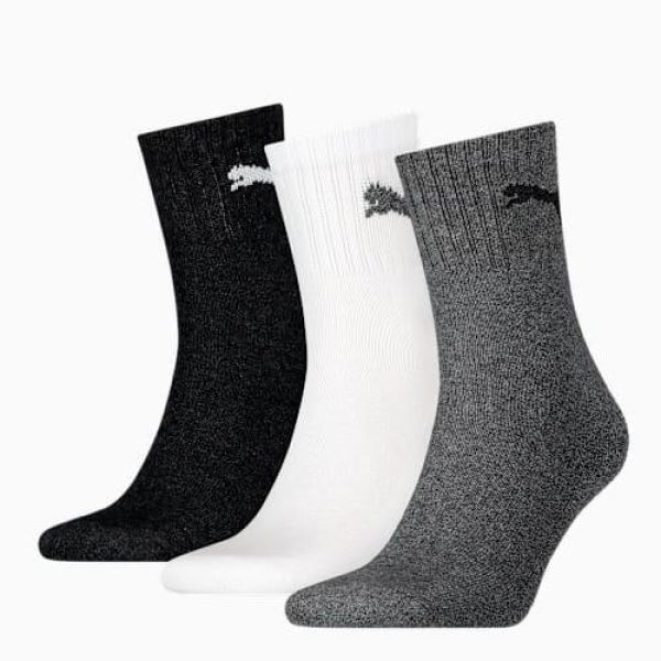 Short Crew Socks (3 Pairs) Unisex in grey/white/black, Size 7